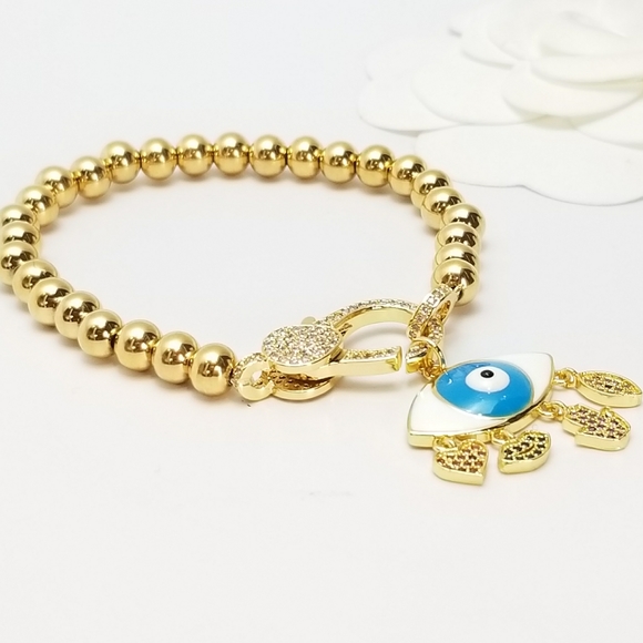 NWT Evil Eye Hamsa 18K Gold Plated Stainless Steel - Picture 5 of 11